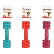 Flamingo spiky dumbbell dog chew toy, 17 cm