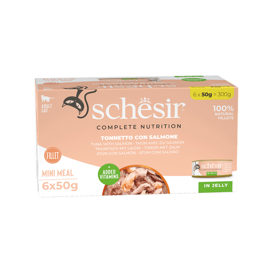 Schesir tuna with salmon wet cat food, 6 × 50 g, multipack