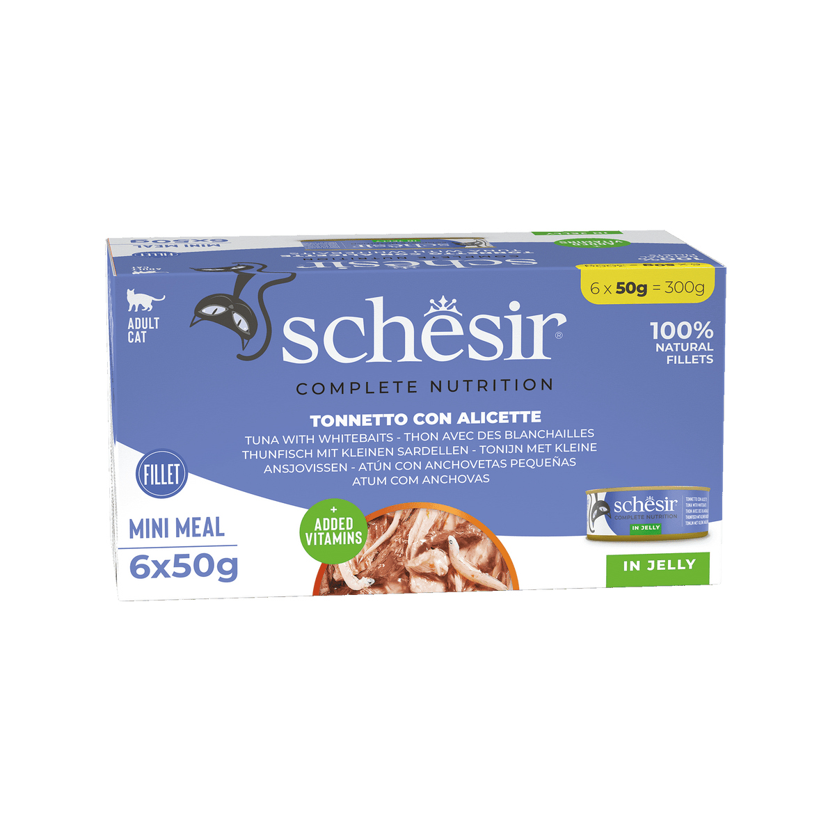 Schesir tuna with anchovies wet cat food, 6 × 50 g, multipack