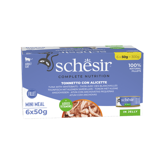 Schesir tuna with anchovies wet cat food, 6 × 50 g, multipack