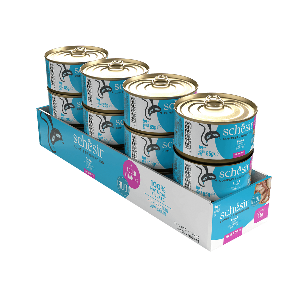 Schesir tuna in natural juice wet cat food, 85 g tin – image 2