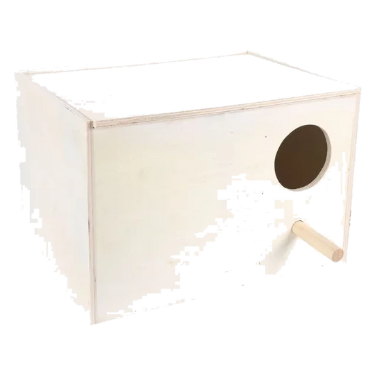 Horizontal wooden breeding nest box for budgies