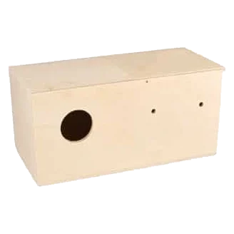 Horizontal wooden nest box for lovebirds