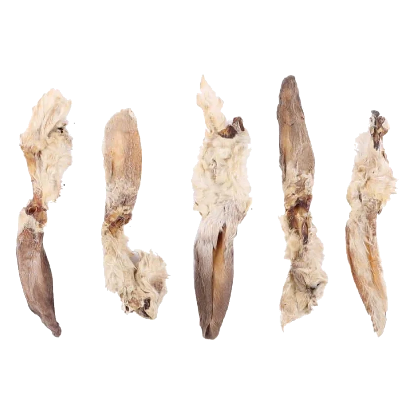 Rabbit ears with fur natural dog treats, bag of 5