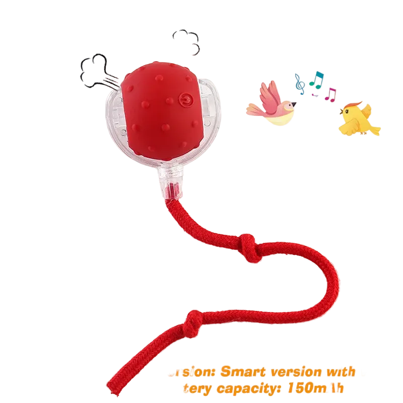 Pelota automática con cola para perros, recargable por USB, roja con sonido