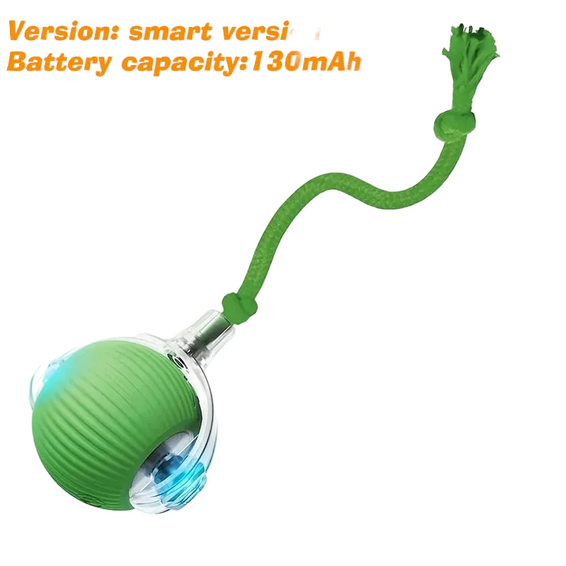 Pelota automática con cola para perros, recargable por USB, verde