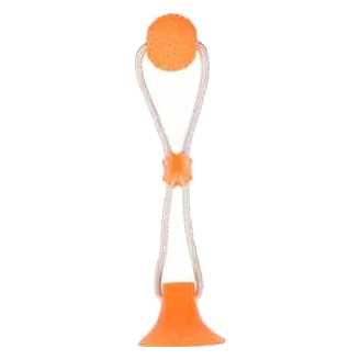 Orange rubber suction-cup ball for dogs
