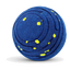 Blue interactive dog ball with yellow dots