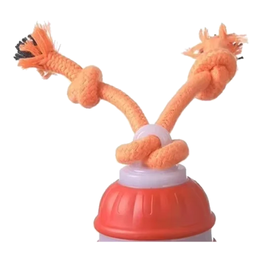 Orange interactive dog ball with ropes