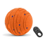 Orange interactive dog ball with blue dots and remote control