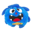 Interactive dog ball with blue plush cover