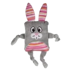 Grey squeaky rabbit plush dog toy, 24.5 cm