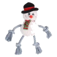 Christmas snowman plush with rope for dogs