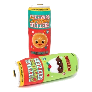 FuzzYard Christmas Seltzers Christmas plush dog toy, pack of 2