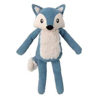 Corduroy plush dog toy FuzzYard Life Fox, French Blue