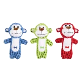 Flamingo squeaky monkeys plush dog toy, assorted colours