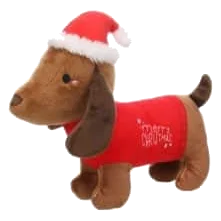 Flamingo squeaky dachshund Christmas plush dog toy