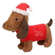 Flamingo squeaky dachshund Christmas plush dog toy