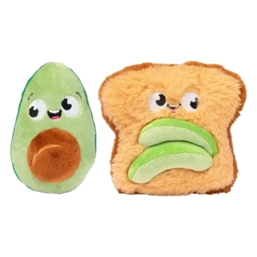 FuzzYard avocado and toast plush dog toys, pack of 2