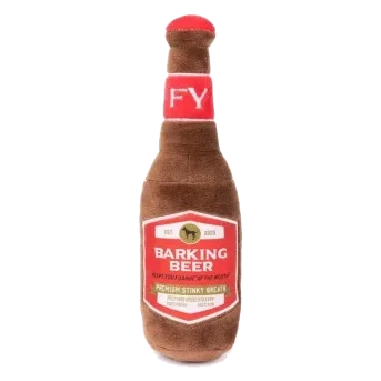 FuzzYard Barking Beer Bottle Plush Dog Toy with Squeaker