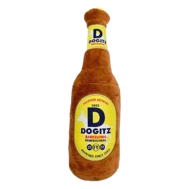 FuzzYard Dogitz Beer Bottle Plush Dog Toy with Squeaker