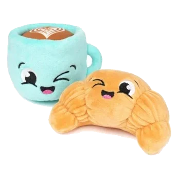 FuzzYard croissant and cappuccino plush dog toys, pack of 2
