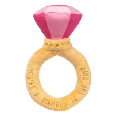 FuzzYard Love Diamond In The Ruff Ring plush dog toy, diamond ring
