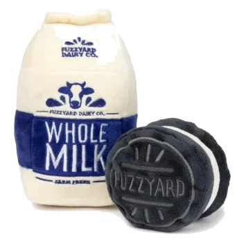 Squeaky plush dog toy FuzzYard Milk & Cookie, pack of 2