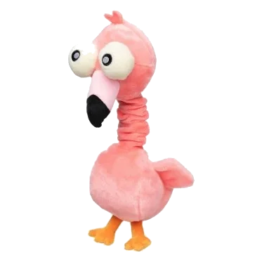 FuzzYard Neck Minnits Neckole Flamingo Plush Dog Toy with Stretchy Neck