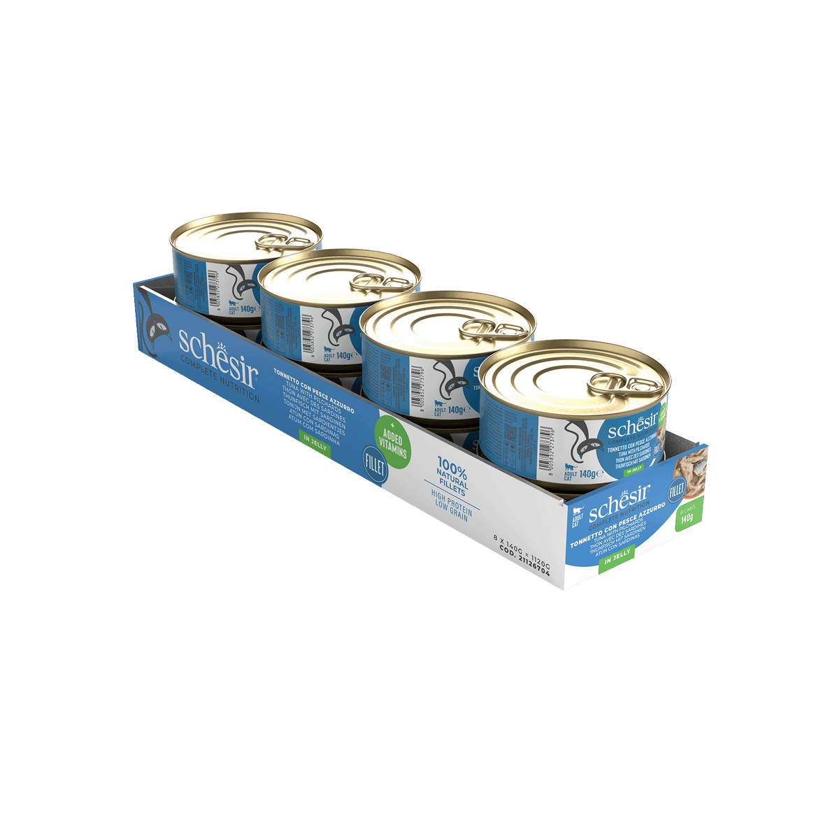 Schesir tuna with sardines wet cat food, 140 g tin – image 2