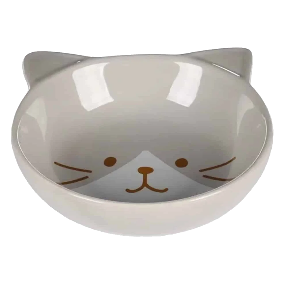 Cat head-shaped ceramic bowl