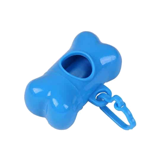 Blue dog poo bag holder