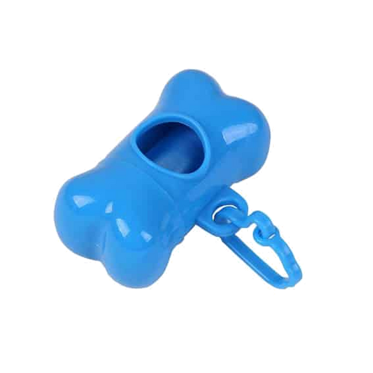 Blue dog poo bag holder