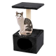 Black cat scratching post