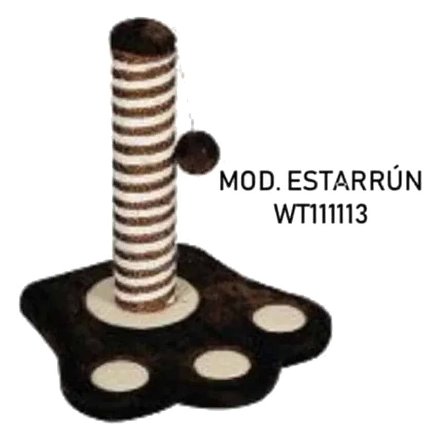 Sisal cat scratcher with round base, cylinder and ball