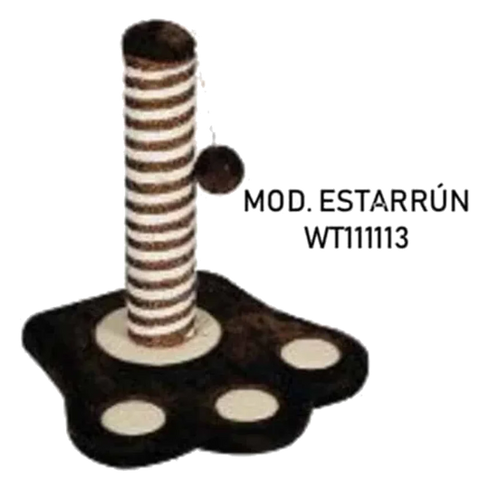 Sisal cat scratcher with round base, cylinder and ball