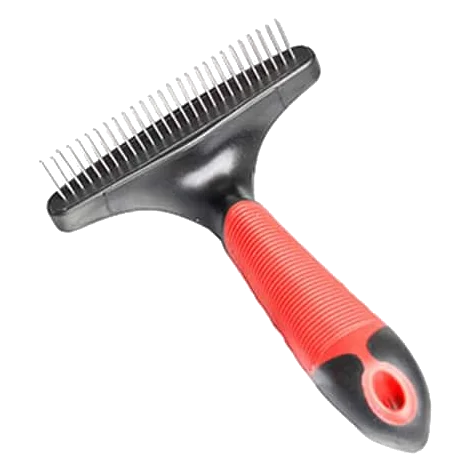 Rotating-tooth grooming rake for dogs