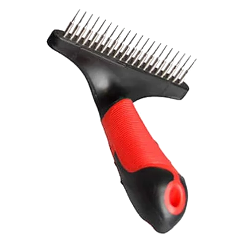Grooming rake for short-haired dogs