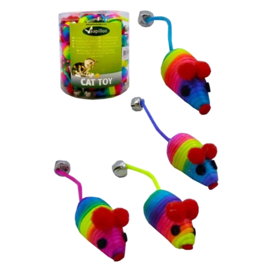 Rainbow toy mouse with bell for cats, 5 cm