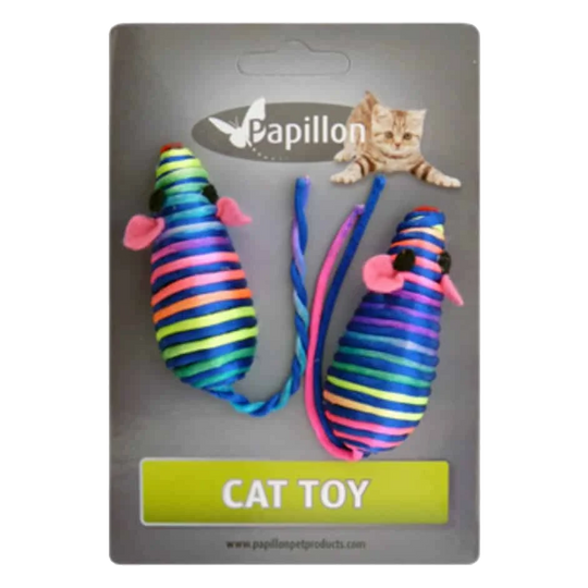 Rainbow toy mice with bell for cats, 7 cm, blister of 2