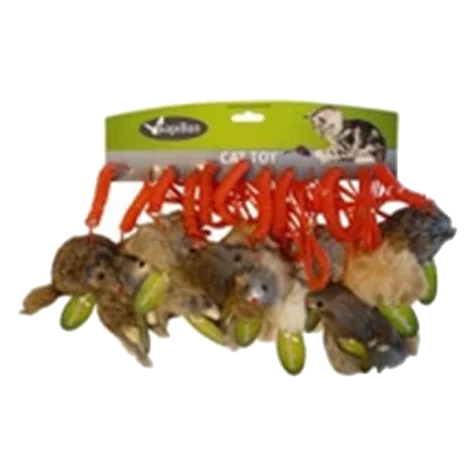 Toy mice on wire for cats, 9 cm, 12 pieces