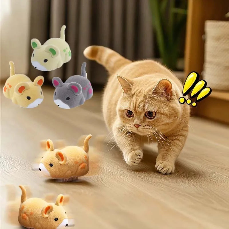 Ratón de peluche eléctrico que corre solo para gatos, vista de detalle 1