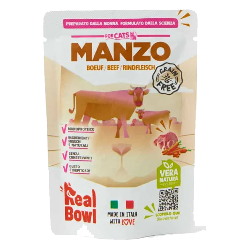 Real Bowl fresh beef wet cat food, 80 g
