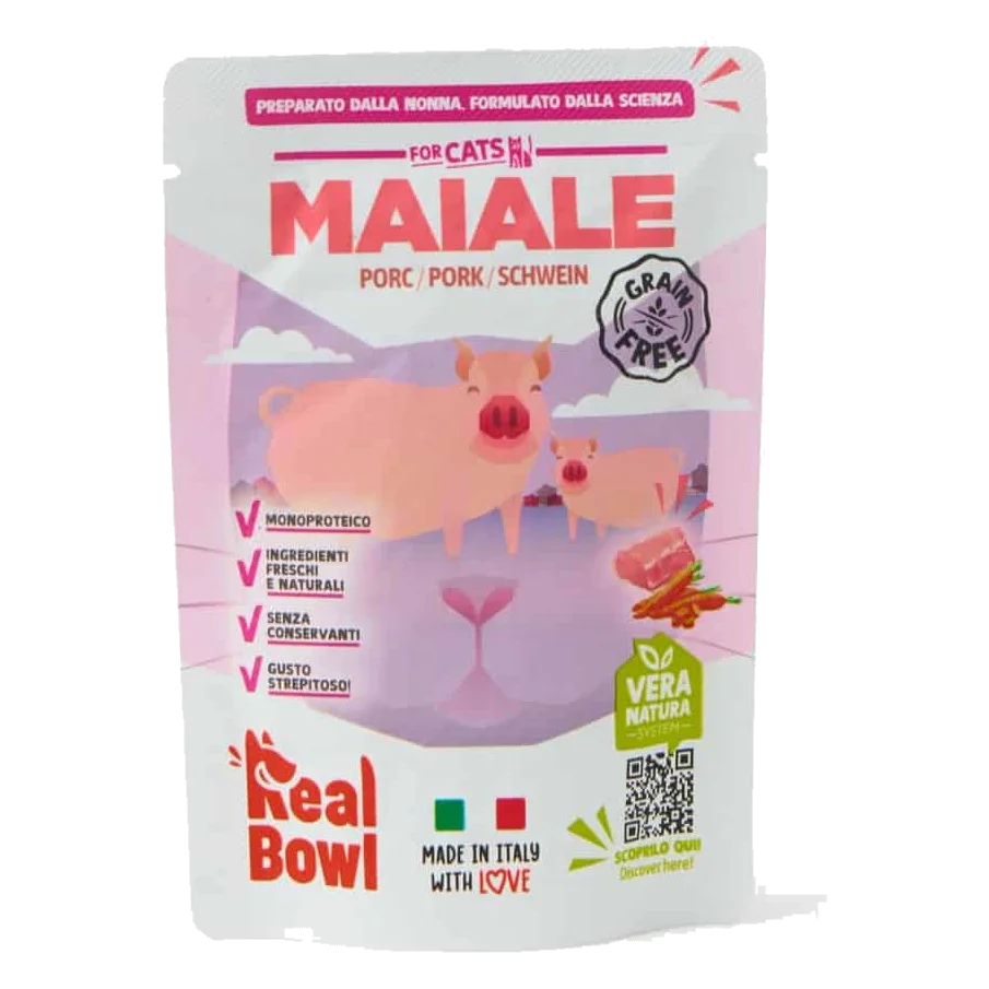 Real Bowl fresh pork wet cat food, 80 g