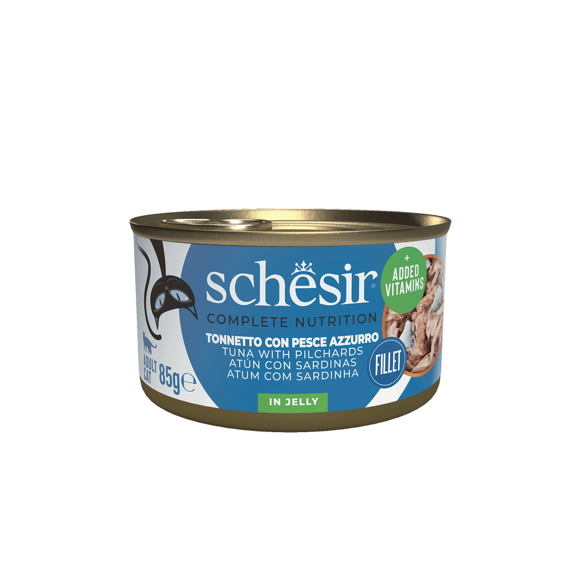 Schesir tuna with sardines wet cat food, 85 g tin