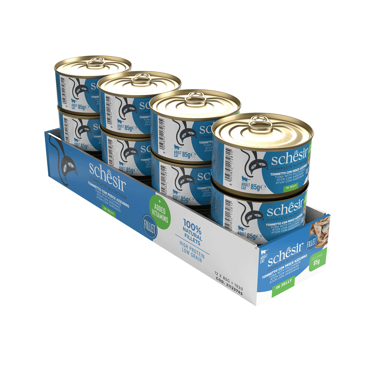 Schesir tuna with sardines wet cat food, 85 g tin – image 2