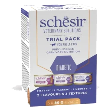 Schesir Diabetes Control veterinary cat food trial pack, 3 × 80 g