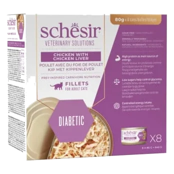Schesir Diabetes Control chicken with liver fillets wet cat food, 80 g