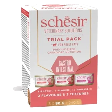 Schesir Gastrointestinal veterinary cat food trial pack, 3 × 80 g