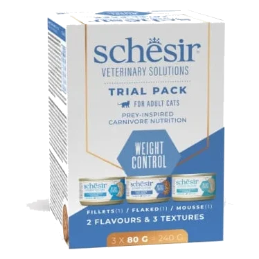 Schesir Weight Loss veterinary cat food trial pack, 3 × 80 g